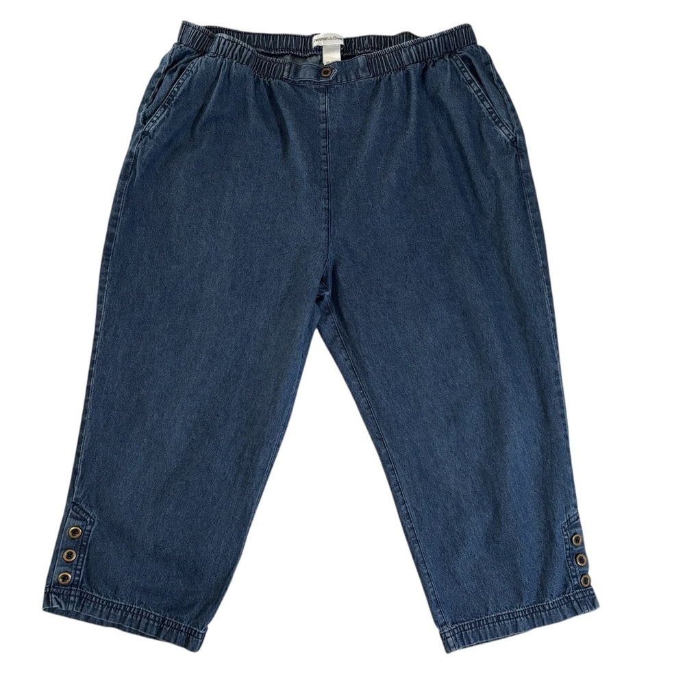 Draper’s & Damon’s Capri Denim Jeans 1X Pull-on Stretchy Waist Pockets Casual